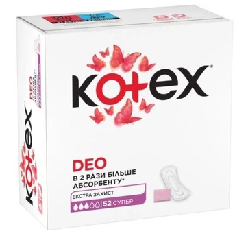 Ежедневные гигиенические прокладки Kotex Super Deo 52 шт