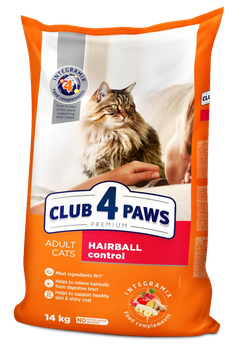 Сухой корм Club 4 Paws Adult Cats Hairball Control с эффектом выведения шерсти из пищеварительного тракта для кошек 14 кг (B4630101)