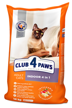 Сухой корм Club 4 Paws Adult Cats Indoor 4 in 1 - для кошек, живущих в помещении "4 в 1" 14 кг (B4630201)