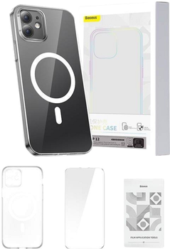 Etui + szkło hartowane Baseus Magnetic Crystal Clear with Cleaning Kit do Apple iPhone 12 Transparent (ARSJ010302)