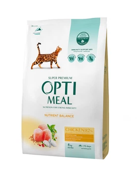 Сухой корм Optimeal Adult Cat Chicken для взрослых кошек - курица 4 кг (B1841201)