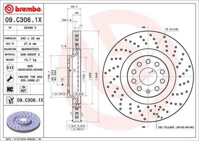 Гальмівний диск Brembo 09.C306.1X