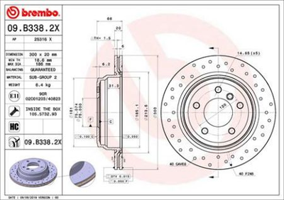 Гальмівний диск Brembo 09.B338.2X