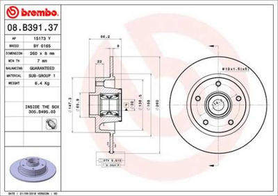 Тормозные диски Brembo 08.B391.37