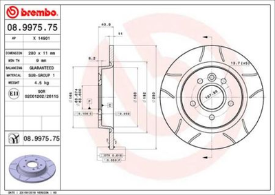 Гальмівний диск Brembo 08.9975.75