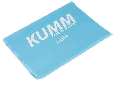 Эспандер лента для фитнеса и тренировок KUMM латекс 120см × 15.5 см × 0.35мм (нагрузка 6.8 кг) голубая