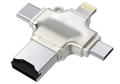 Адаптер Primo R020 microSD для iPhone/iPad/Type-C/MicroUSB Primo PR-R020 срібний