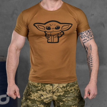 Мужская потоотводящая футболка с принтом "Йода" Coolmax койот размер L