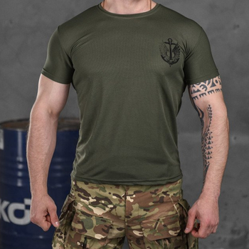 Потоотводящая мужская футболка Coolmax с принтом "Верный навсегда" олива размер XL