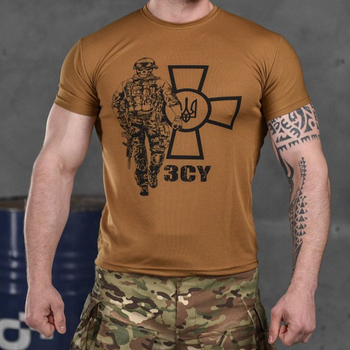 Потовідвідна чоловіча футболка Coolmax з принтом "Сoлдaт" койот розмір S