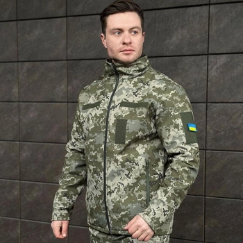 Мужская Водоотталкивающая Куртка Soft Shell на микрофлисе с липучками для шевронов пиксель размер 3XL