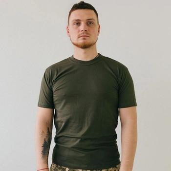 Мужская хлопковая футболка с круглой горловиной олива размер 5XL