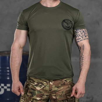 Чоловіча футболка потовідвід Coolmax з принтом "Розвідка" олива розмір S