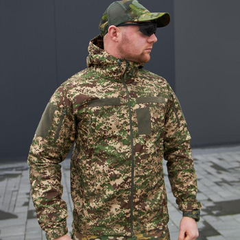 Мужская Водоотталкивающая Куртка Хищник Military "Soft Shell" с капюшоном камуфляжная размер 2XL