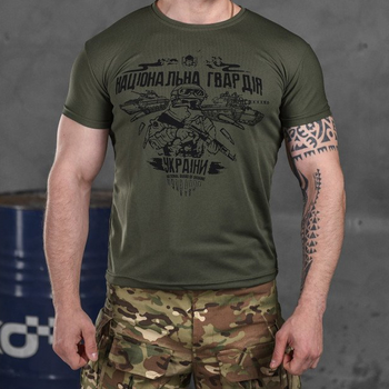 Мужская потоотводящая футболка Coolmax НГУ олива размер 2XL