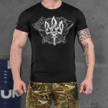 Потоотводящая мужская футболка Odin Coolmax с принтом "Coat of arms" черная размер XL