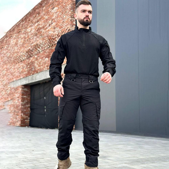 Мужской костюм "Caiman R&M 2.0" Убакс с липучками для шевронов + Брюки с усиленными коленями черный размер XL