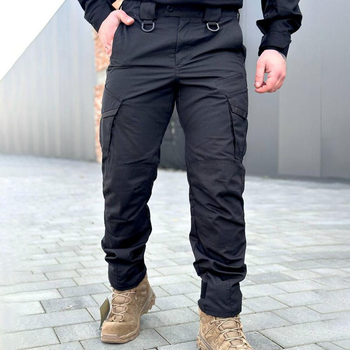 Міцні Чоловічі Штани "Кайман 2.0" з посиленою зоною колін / Щільні Брюки чорні розмір XL