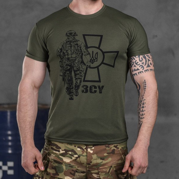 Потоотводящая мужская футболка Coolmax с принтом "Сoлдaт" олива размер S