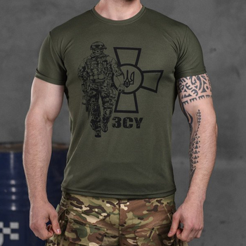 Потоотводящая мужская футболка Coolmax с принтом "Сoлдaт" олива размер 2XL