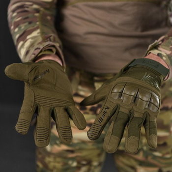Плотные перчатки Mechanix Start на флисе с защитными накладками олива размер XL