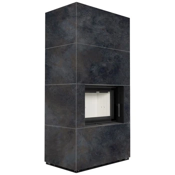 Камінна топка Kratki FLOKI BOX 8 kW Ø 160 в обудові з керамограніту OSSIDO NERO