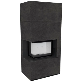 Камінна топка Kratki FLOKI BOX лівий 8 kW Ø 160 в обудові з керамограніту FOKOS GRAFITE