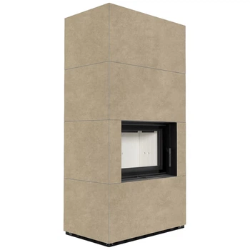 Камінна топка Kratki FLOKI BOX 8 kW Ø 160 в обудові з керамограніту FOKOS RENA