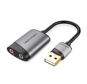 Звуковая карта Vention USB External Sound Card 0.15m Metal Type Grey (CDKHB)