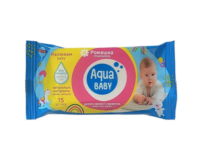 Вологі серветки Aqua Baby chamomile 15 шт (4823071656978)