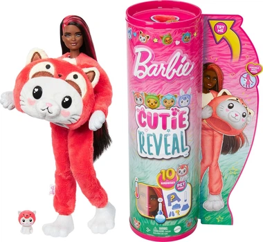Кукла Barbie Cutie Reveal (Series 6) Kitten (Red Panda) - Красавица Барби с котенком в плюшевом костюме коалы (HRK23) - Игровой набор Mattel
