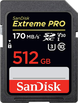 SDXC (UHS-1 U3) SanDisk Extreme PRO 512Gb class 10 V30 (170Mb/s)