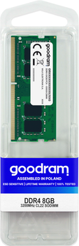 Оперативная память Goodram SODIMM DDR4-3200 8192MB PC4-25600 (GR3200S464L22S/8G)
