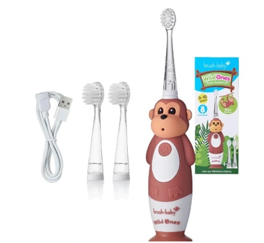 Електрична зубна щітка Brush-Baby WildOnes Sonic мавпочка (0-10 років)