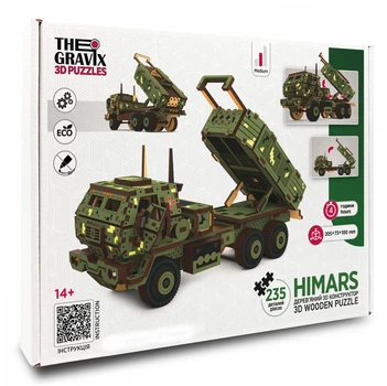 Деревянный 3D пазл-конструктор THEGRAVIX "HIMARS" зелёный пиксель (03862)
