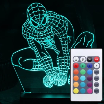 Акриловый светильник-ночник с пультом 16 цветов Человек-Паук (Spider-Man) tty-n000038