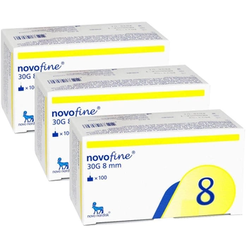 Голки для інсулінових ручок "Novofine" 8 мм (30G x 0,3 мм), 300 шт.