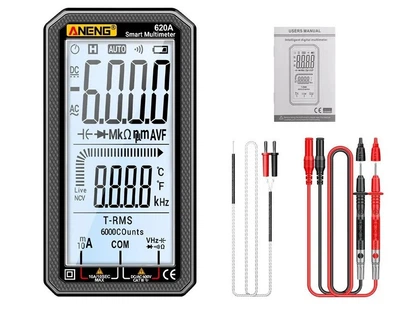 Мультиметр цифровой ANENG 620A Black с большим ЖК дисплеем