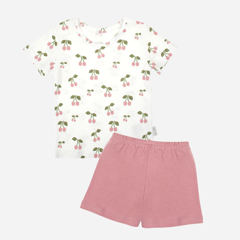 Дитячий літній комплект (футболка + шорти) для дівчинки Nicol 204037 92 см Білий/Рожевий (5905601020394)