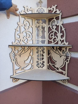 Иконостас на 3 полочки, полка под иконы (угловой) Дерево Diy_UA