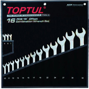 Набор комбинированных ключей Toptul Hi-Performance 7-32 мм 16 предметов (GPAX1601)