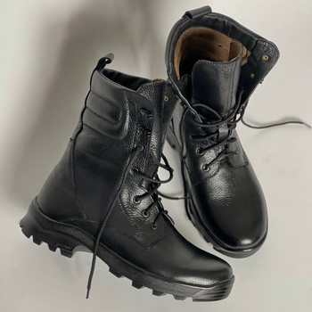 Высокие Демисезонные Ботинки Ястреб черные / Кожаные Берцы размер 43