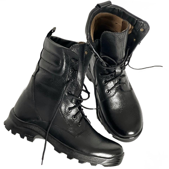 Высокие Демисезонные Ботинки Ястреб черные / Кожаные Берцы размер 44