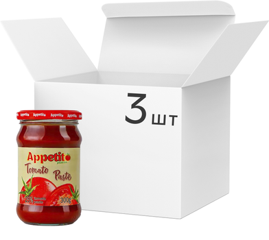 Упаковка томатної пасти Appetito piatto 25% 300 г x 3 шт (4820266361037)
