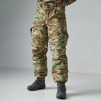 Зимові штани з підтяжками Taslan / Чоловічі брюки з утеплювачем Thermo-Loft до -15°С мультикам розмір S