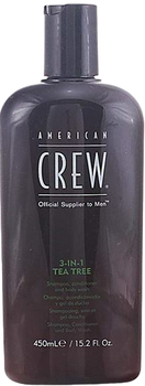Шампунь для догляду за волоссям і тілом American Crew Tea Tree 3-in-1 Shampoo Conditioner and Body Wash 450 мл (0669316215241)