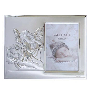Серебряная фоторамка детская Ангел возле ребенка (19,5 x 25 см) Valenti 51087 3XL