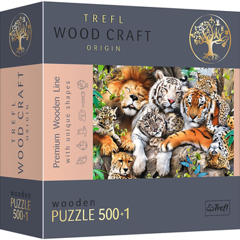 Puzzle Trefl Dzikie koty w dżungli drewniane 500+1 elementów (5900511201529)