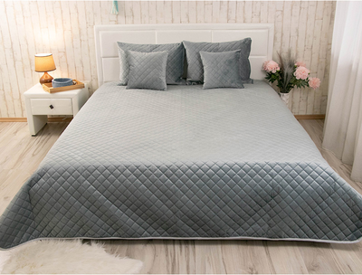 Покривало Руно VeLour Темно-сіре Полуторне 150х220 см Двостороннє (360.55_Dark Grey ромб)