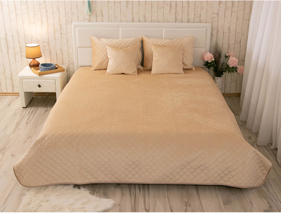 Покривало Руно VeLour Бежеве Двоспальне 180х220 см Двостороннє (340.55_Beige ромб)